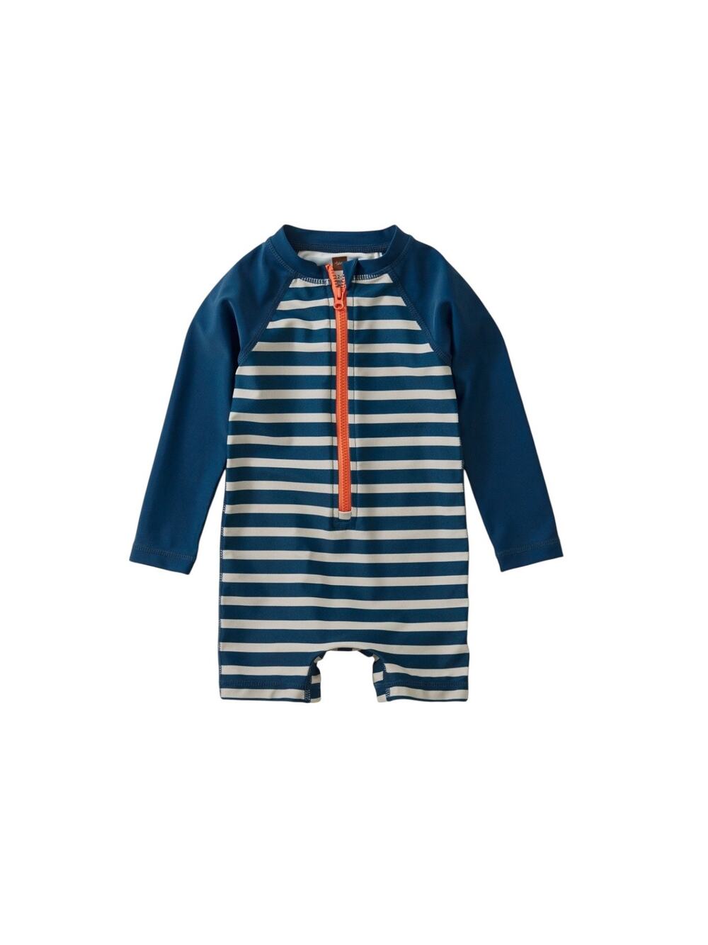 NEW Tea Collection Blue Grey Striped Zip Swim Rash Guard size 6-9 months